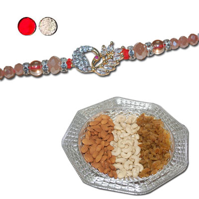 "RAKHIS -AD 4190 A (Single Rakhi), Dryfruit Thali - code RD700 - Click here to View more details about this Product